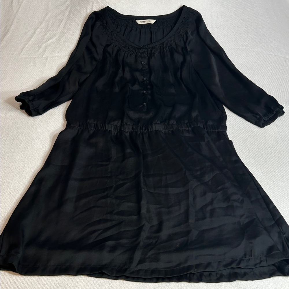 Black Dress with Button Accents